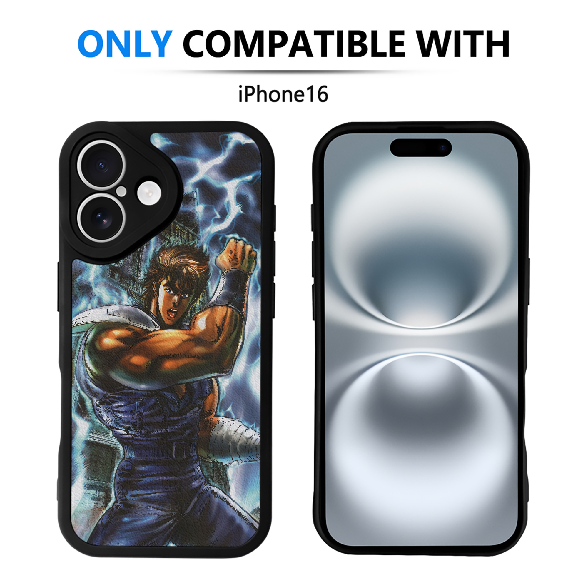 （画像用） 北斗の拳 Fist of the North Star 【iPhone 16シリーズ対応】シリコンスマホケース（レザー調） 材質：シリコン